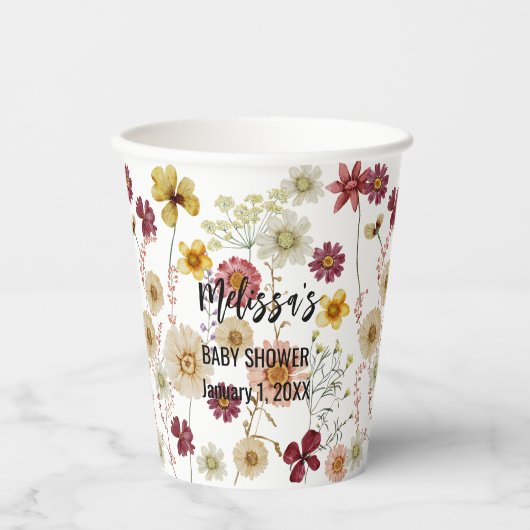 Rustieke boho wildflower papieren bekers (Voorkant)