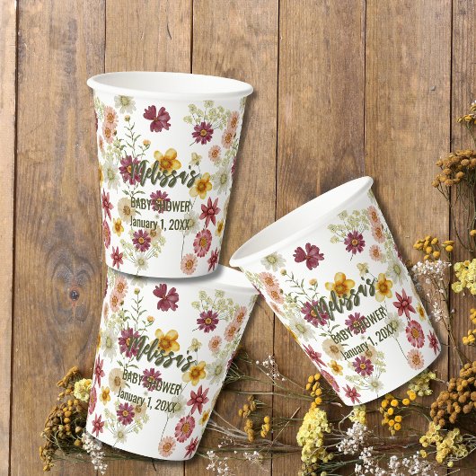 Rustieke boho wildflower papieren bekers