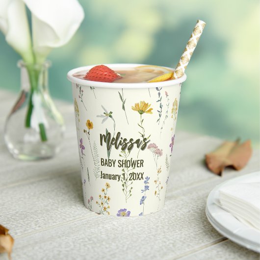 Rustieke boho wildflower papieren bekers