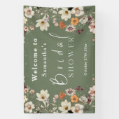 Rustieke Boho Wildflower Sage Groen Vrijgezellenfe Spandoek (Verticaal)