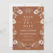 Rustieke Boho Wildflower Terracotta Save the Date Kaart (Voorkant)