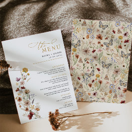 Rustieke Boho Wildflower Tuin Bruiloft Menu Kaart