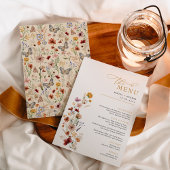 Rustieke Boho Wildflower Tuin Bruiloft Menu Kaart