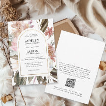 Rustieke Boho Wildflowers Huwelijk met QR-code