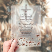 Rustieke Boho Wildflowers Moderne katholieke bruil Acryl Uitnodigingen