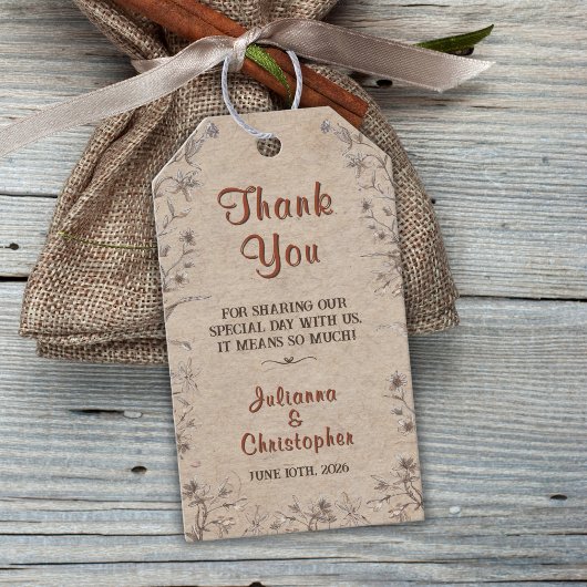 Rustieke Boho Wildflowers Terracotta Wedding Favor Cadeaulabel