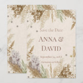 Rustieke Boho Winter Save the Date met Pampagras Kaart (Voorkant / Achterkant)