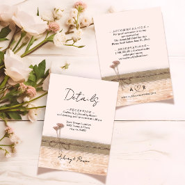 Rustieke Boho Wood Blush Wildflower Wedding Detail Informatiekaartje
