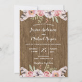 Rustieke Boho Wood Floral bruiloft Kaart (Voorkant)