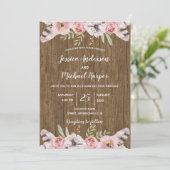 Rustieke Boho Wood Floral bruiloft Kaart (Staand voorkant)