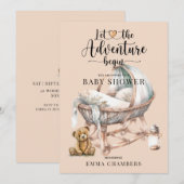 Rustieke Boho Wood Wieg Baby shower Invitation Kaart (Voorkant / Achterkant)