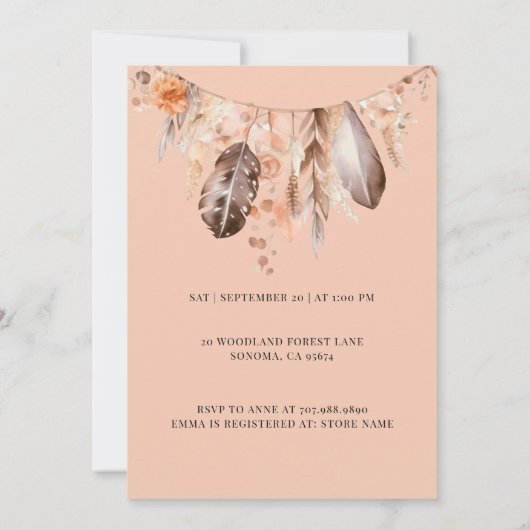 Rustieke Boho Wood Wieg Boy Baby shower Uitnodigin Kaart (Achterkant)