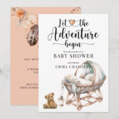 Rustieke Boho Wood Wieg Boy Baby shower Uitnodigin Kaart (Voorkant / Achterkant)