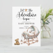 Rustieke Boho Wood Wieg Boy Baby shower Uitnodigin Kaart (Staand voorkant)