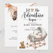 Rustieke Boho Wood Wieg Boy Baby shower Uitnodigin Kaart (Voorkant / Achterkant)