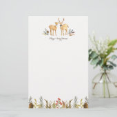 Rustieke Boho Woodland Herten Paar Waterverf Briefpapier (Staand voorkant)