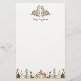 Rustieke Boho Woodland Otter Waterverf Bruiloft Briefpapier