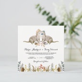 Rustieke Boho Woodland Otter Waterverf Bruiloft Kaart (Staand voorkant)