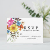 Rustieke Boho Zomer Wildebloemen Bruiloft RSVP Kaartje (Staand voorkant)