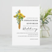 Rustieke Boho Zonnebloem Christelijk Cross Wedding Kaart (Staand voorkant)