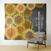 Rustieke Boho Zonnebloem Grijze Bruidsdouche Achte Wandkleed (In Situ (horizontaal))