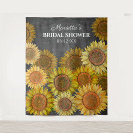 Rustieke Boho Zonnebloem Grijze Bruidsfeer Achterg Wandkleed