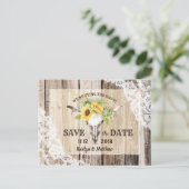 Rustieke Boho Zonnebloem Longhorn Kant Save the Da Aankondigingskaart (Staand voorkant)