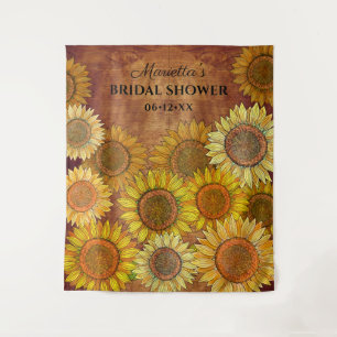 Rustieke Boho Zonnebloem Persoonlijke Bruidsdouche Wandkleed