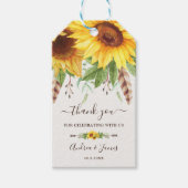 Rustieke Boho Zonnebloemen Bruiloft Dank u Favorie Cadeaulabel (Voorkant)