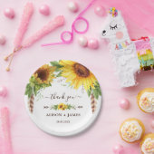 Rustieke Boho Zonnebloemen Bruiloft Feest Gunsten Papieren Bordje (Feest)