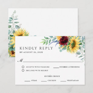 Rustieke Boho Zonnebloemen Bruiloft RSVP Kaartje