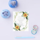 Rustieke BOHO Zonnebloemen Groene Huwelijk Flyer (Enkel)
