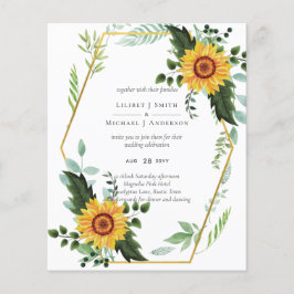 Rustieke BOHO Zonnebloemen Groene Huwelijk Flyer