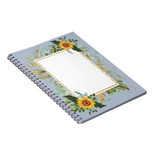 Rustieke BOHO Zonnebloemen Groene Huwelijk Notitieboek (Rechterzijde)