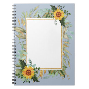 Rustieke BOHO Zonnebloemen Groene Huwelijk Notitieboek