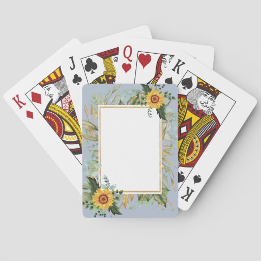 Rustieke BOHO Zonnebloemen Groene Huwelijk Pokerkaarten (Achterkant)