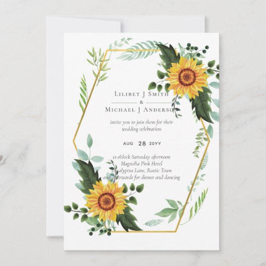 Rustieke BOHO Zonnebloemen Groene Huwelijksdecorat (Voorkant)