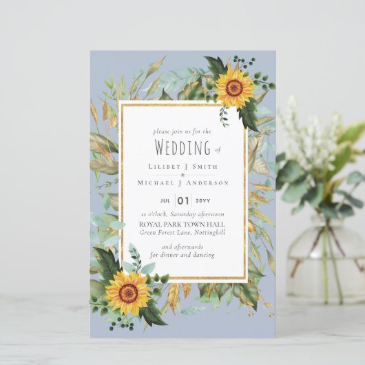 Rustieke BOHO Zonnebloemen Groene Huwelijksdecorat (Staand voorkant)