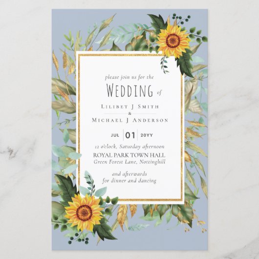 Rustieke BOHO Zonnebloemen Groene Huwelijksdecorat (Voorkant)