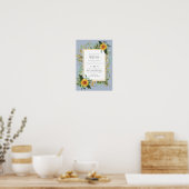 Rustieke BOHO Zonnebloemen Groene Huwelijksdecorat Poster (Keuken)