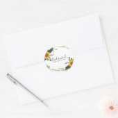 Rustieke BOHO Zonnebloemen Groene Huwelijksdecorat Ronde Sticker (Envelop)