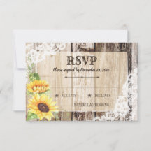 Rustieke Boho Zonnebloemen Houten RSVP-kaart
