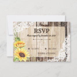 Rustieke Boho Zonnebloemen Houten RSVP-kaart RSVP Kaartje