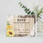 Rustieke Boho Zonnebloemen Houten RSVP-kaart RSVP Kaartje (Staand voorkant)