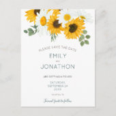 Rustieke boho zonnebloemen sparen de datum aankondigingskaart (Voorkant)