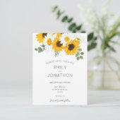 Rustieke boho zonnebloemen sparen de datum aankondigingskaart (Staand voorkant)