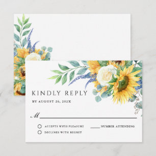 Rustieke Boho Zonnebloemen Trouw RSVP Kaartje