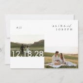 Rustieke Boho Zwart & Wit Fotobruiloft Kaart (Voorkant)