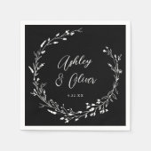Rustieke Boho Zwart Wit Wildbloem Bloemen Bruiloft Servet (Voorkant)