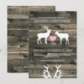 Rustieke bok- en ree-huwelijksaankondigingen save the date (Voorkant / Achterkant)